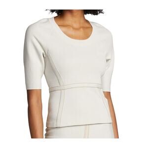 Rachel Comey Women Medium Ivory Knit Top Scoop Neck Seamed Sculptural Minimalist